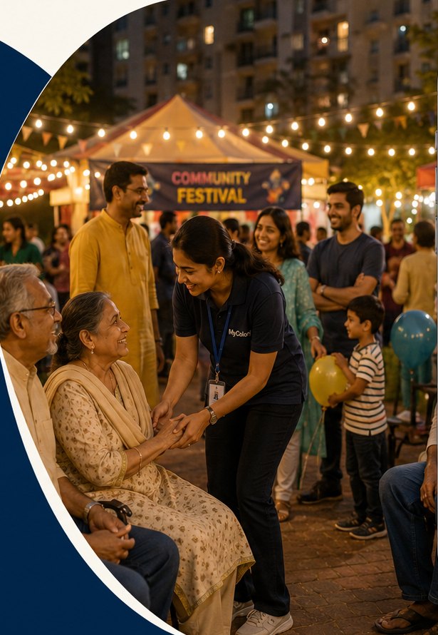 Neighbours gathered at a community festival in the evening
